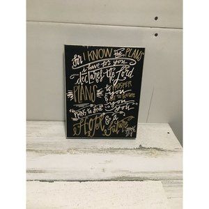 Bible verse plaque wooden box framed Jeremiah 29:11 with gold cream lettering